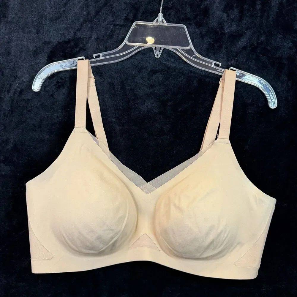 Honeylove Crossover Wireless Bra 2X Sand Beige Smoothing Shapewear LWBR0302-2